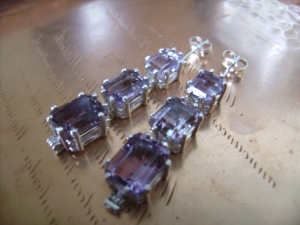 Emerald cut Amethyst Earrings