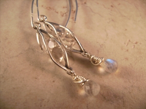 Natural Herkimer Diamond and Moonstone Earrings